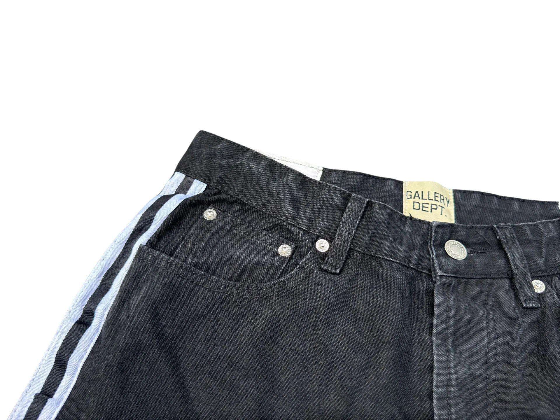 P220💰G78 GALLERY DEPT. Three-bar white-striped jeans, the trendy American loose trousers for men and women in the casual group. Color: black. Size: S-XXL (corresponds to 28-36)